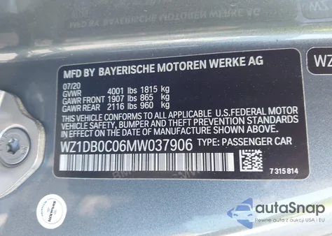 2021 Toyota Gr Supra 3.0 Premium z USA, uszkodzony, nr VIN WZ1DB0C06MW037906